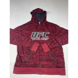UFC Lightweight Hoodie Mens XXL Red Black Twist Full Zip Spellout Logo Y2K